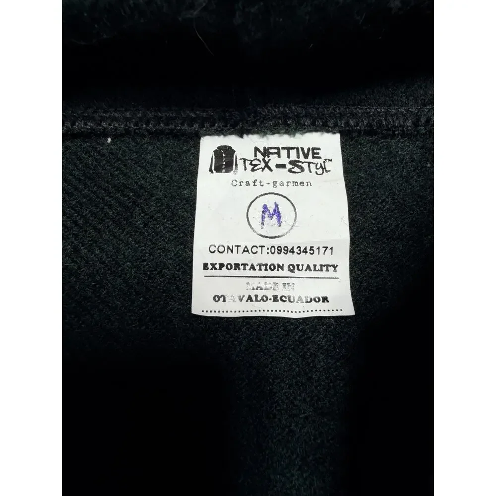 Native Artists Alpaca Llama Geometric Full Zip Knit Hoodie Jacket Mens Size M